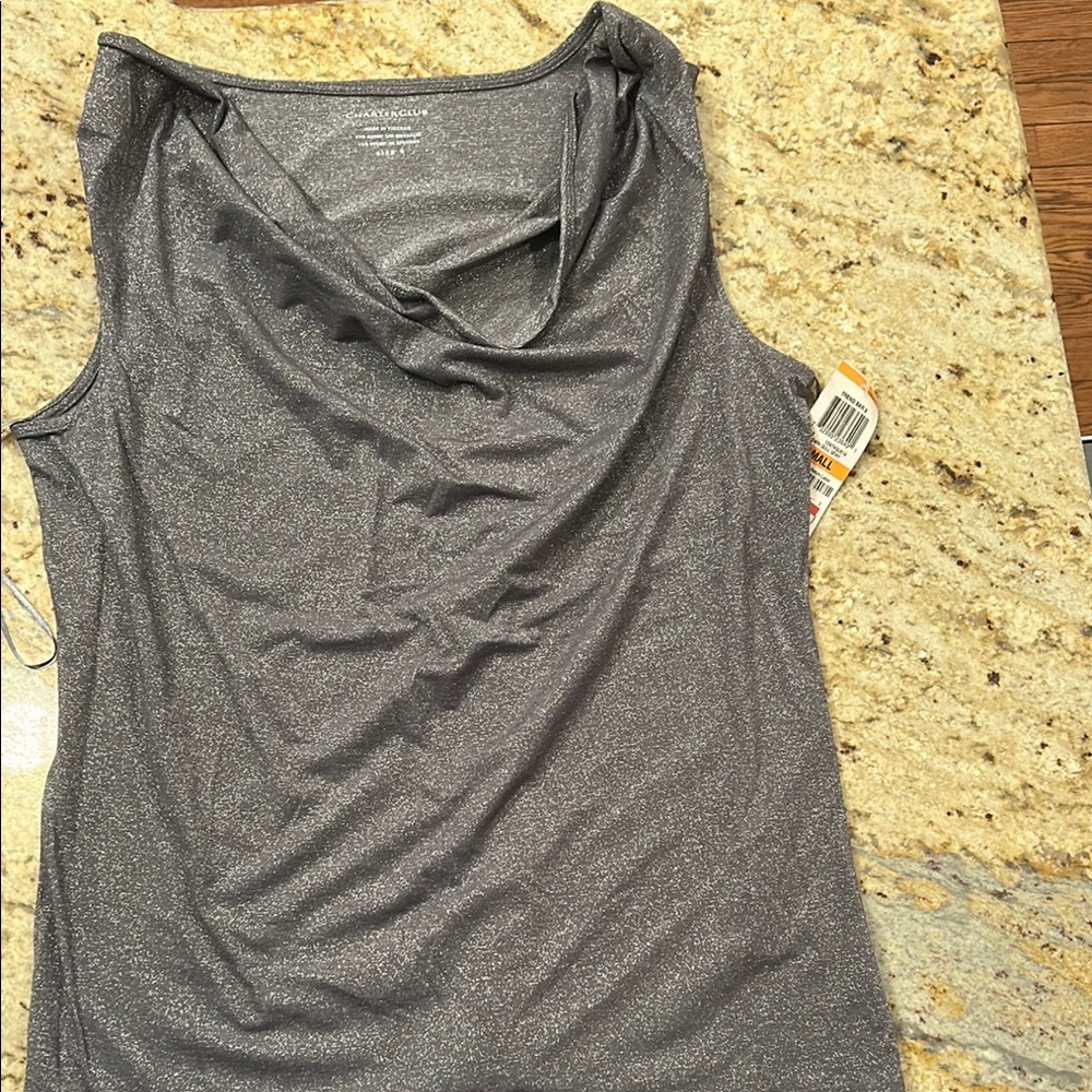 Charter Club Gray Asymmetrical Sleeveless Tank Top